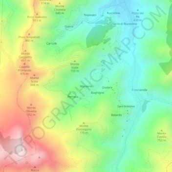 Mappa topografica Masseria, altitudine, rilievo