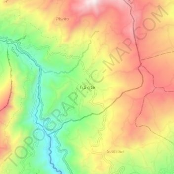 Mappa topografica Tibirita, altitudine, rilievo