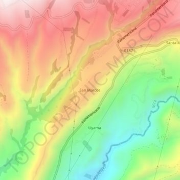 Mappa topografica San Marcos, altitudine, rilievo