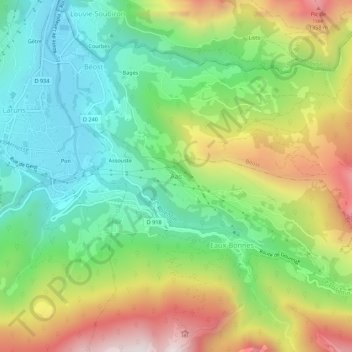Mappa topografica Aas, altitudine, rilievo