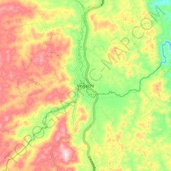 Mappa topografica Vegachí, altitudine, rilievo