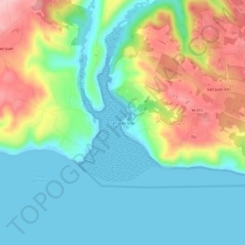 Mappa topografica San Juan Bajo, altitudine, rilievo
