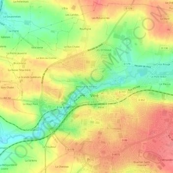 Mappa topografica Hospice St Nicolas, altitudine, rilievo