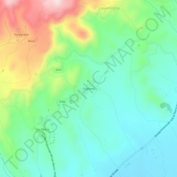 Mappa topografica Pugliano, altitudine, rilievo