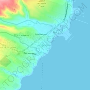 Mappa topografica Cabcaben, altitudine, rilievo