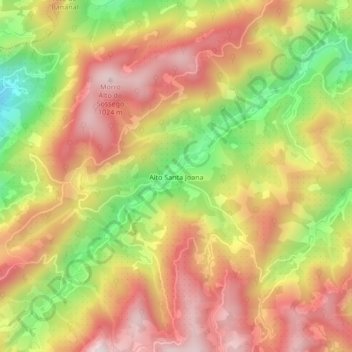 Mappa topografica Alto Santa Joana, altitudine, rilievo