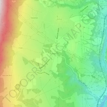 Mappa topografica Le Poteau, altitudine, rilievo