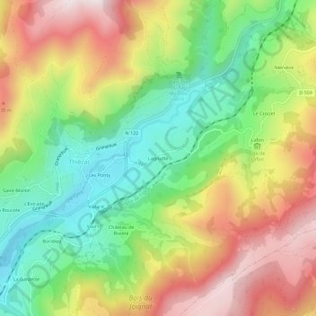 Mappa topografica Lagoutte, altitudine, rilievo