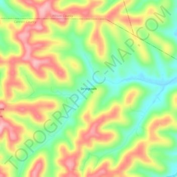 Mappa topografica Stringtown, altitudine, rilievo