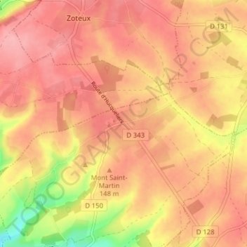 Mappa topografica Sehen, altitudine, rilievo
