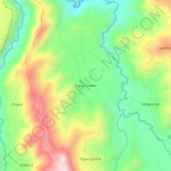 Mappa topografica Tigua Chami, altitudine, rilievo