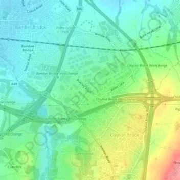 Mappa topografica Walton Summit, altitudine, rilievo