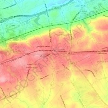 Mappa topografica Paoli, altitudine, rilievo