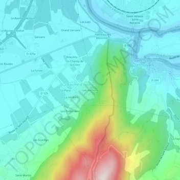 Mappa topografica Les Vachons, altitudine, rilievo