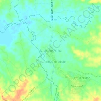 Mappa topografica Tambo de Arriba, altitudine, rilievo