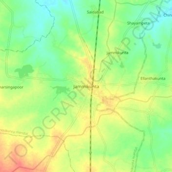 Mappa topografica Jammikunta, altitudine, rilievo