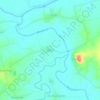 Mappa topografica Beed, altitudine, rilievo