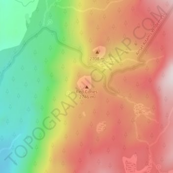 Mappa topografica Red Cones, altitudine, rilievo
