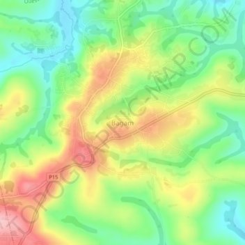 Mappa topografica Bagam, altitudine, rilievo