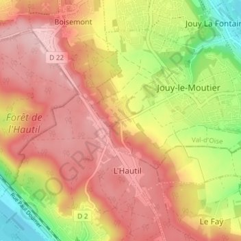 Mappa topografica Écancourt, altitudine, rilievo