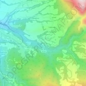 Mappa topografica Retrosi, altitudine, rilievo