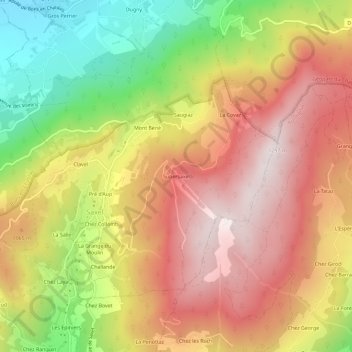 Mappa topografica Supersaxel, altitudine, rilievo