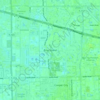 Mappa topografica Pine Island, altitudine, rilievo