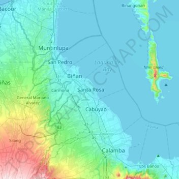 Mappa topografica Santa Rosa, altitudine, rilievo