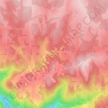 Mappa topografica Le Moulin de Chambon, altitudine, rilievo