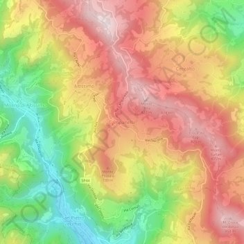 Mappa topografica Campanella, altitudine, rilievo