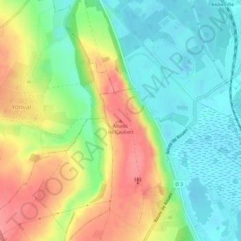 Mappa topografica Monts de Caubert, altitudine, rilievo
