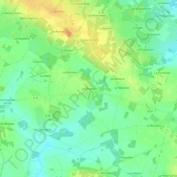 Mappa topografica Les Étangs, altitudine, rilievo