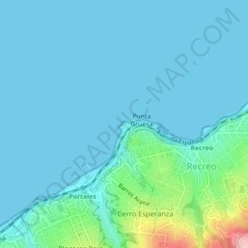 Mappa topografica Faro Punta Condell, altitudine, rilievo