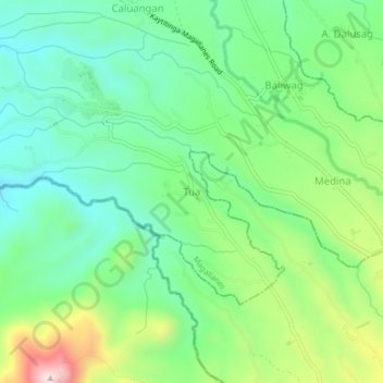 Mappa topografica Tua, altitudine, rilievo