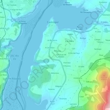 Mappa topografica El Ferrol, altitudine, rilievo