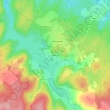 Mappa topografica Les Corps, altitudine, rilievo