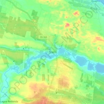 Mappa topografica Trairi, altitudine, rilievo