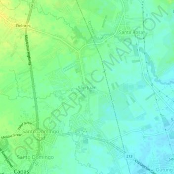 Mappa topografica San Juan, altitudine, rilievo