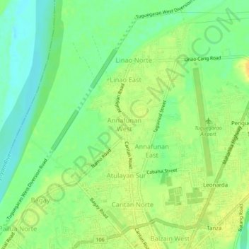 Mappa topografica Annafunan West, altitudine, rilievo