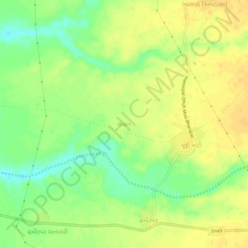 Mappa topografica Sandhan, altitudine, rilievo