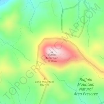 Mappa topografica Buffalo Mountain, altitudine, rilievo