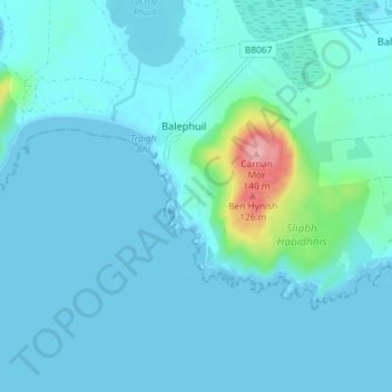 Mappa topografica West Hynish, altitudine, rilievo