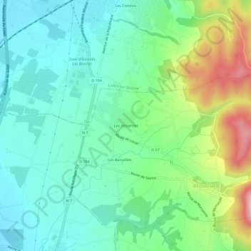 Mappa topografica Les Vincentes, altitudine, rilievo