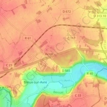 Mappa topografica Le Rousset-d'Acon, altitudine, rilievo