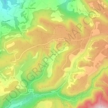 Mappa topografica Le Jas, altitudine, rilievo