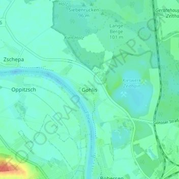 Mappa topografica Gohlis, altitudine, rilievo