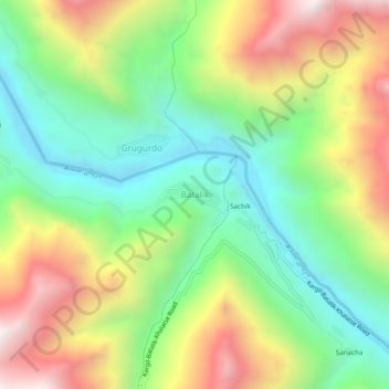 Mappa topografica Batalik, altitudine, rilievo