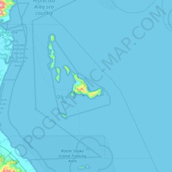 Mappa topografica Palm Island, altitudine, rilievo