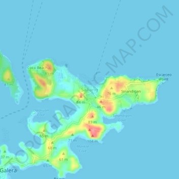Mappa topografica Sabang, altitudine, rilievo