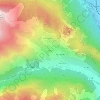 Mappa topografica Les Roberts, altitudine, rilievo
